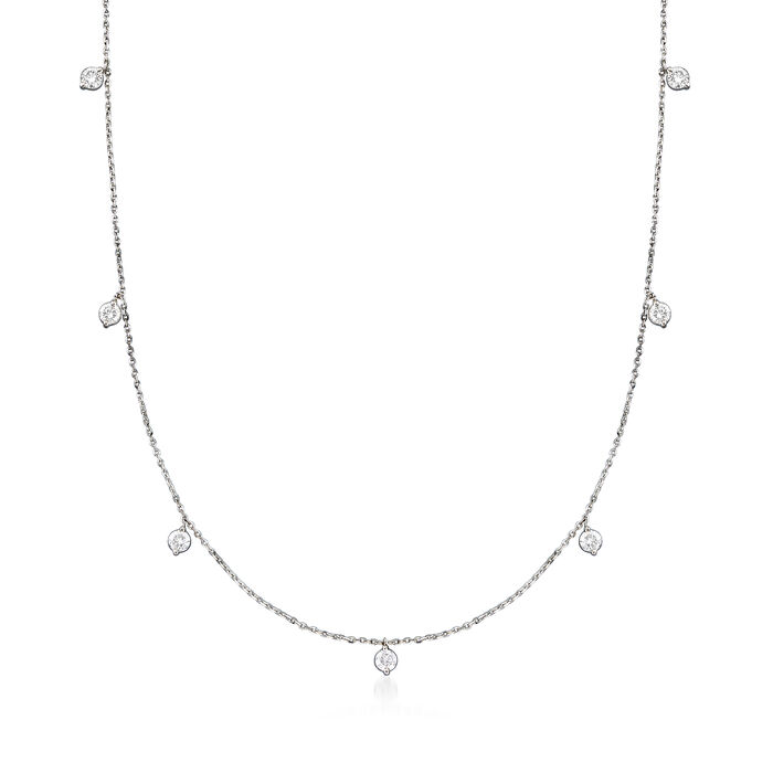 .87 ct. t.w. Diamond Station Necklace in 14kt White Gold