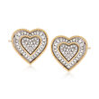 .50 ct. t.w. Diamond Heart Earrings in Sterling Silver and 14kt Yellow Gold