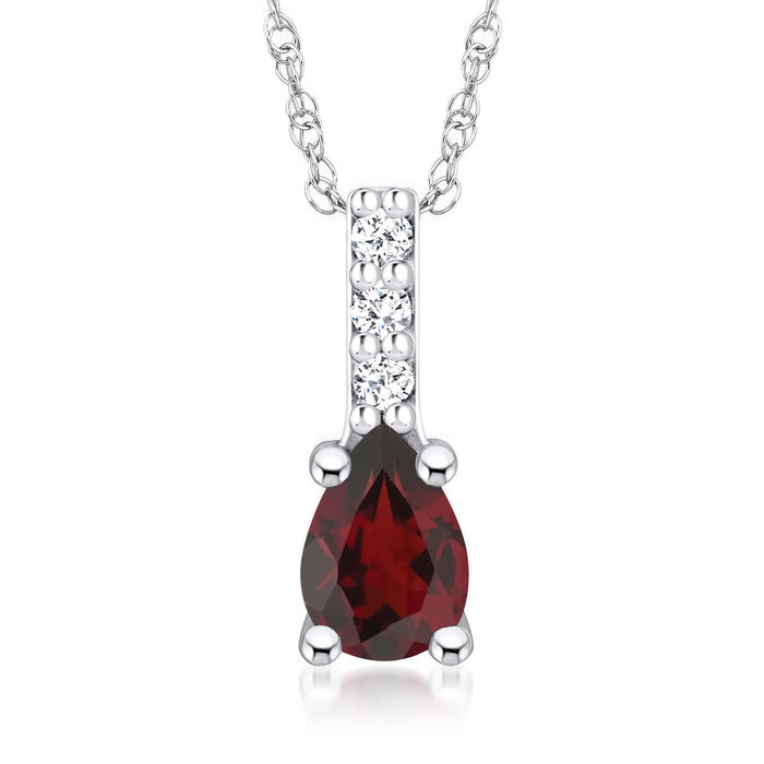 .80 Carat Garnet Pendant Necklace with Diamond Accents in 14kt White Gold