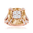 12.00 Smoky Quartz and 1.15 ct. t.w. Diamond Ring in 18kt Rose Gold