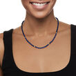 4mm Lapis Bead Necklace with 18kt Gold Over Sterling 18-inch