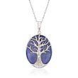 Simulated Lapis Tree of Life Pendant Necklace in Sterling Silver