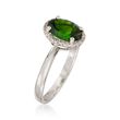 1.90 Carat Chrome Diopside Ring with Diamonds in 14kt White Gold