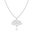 Italian 7.5-8mm Cultured Pearl Fan Pendant Necklace in Sterling Silver