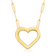 Italian 14kt Yellow Gold Heart Paper Clip Link Necklace