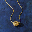 Italian 14kt Yellow Gold Textured Love Knot Necklace