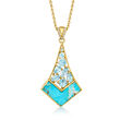 1.61 ct. t.w. Swiss Blue Topaz and Turquoise Pendant Necklace with White Topaz Accents in 18kt Gold Over Sterling