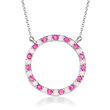 .70 ct. t.w. Rhodolite Garnet and .70 ct. t.w. Pink Sapphire Eternity Circle Necklace in Sterling Silver