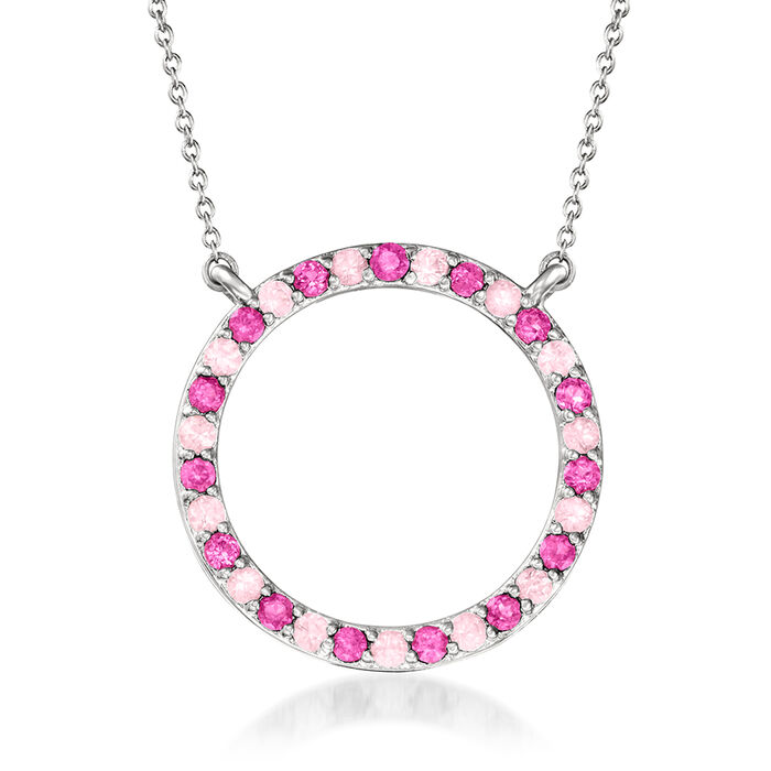 .70 ct. t.w. Rhodolite Garnet and .70 ct. t.w. Pink Sapphire Eternity Circle Necklace in Sterling Silver