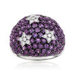 C. 1990 Vintage Garavelli 6.00 ct. t.w. Amethyst and .28 ct. t.w. Diamond Star Ring in 18kt White Gold