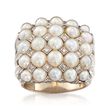 C. 1960 Vintage 3.5-4.5mm Cultured Pearl and .20 ct. t.w. Diamond Cluster Ring in 14kt White Gold