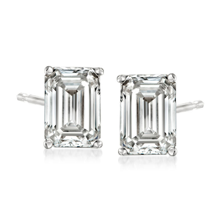3.00 ct. t.w. Emerald-Cut Lab-Grown Diamond Stud Earrings in 14kt White Gold