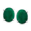 14.00 ct. t.w. Opaque Emerald Stud Earrings in Sterling Silver