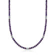 100.00 ct. t.w. Amethyst and 2.00 ct. t.w. Swiss Blue Topaz Bead Necklace in Sterling Silver