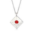 Belle Etoile &quot;Love Letter&quot; White Enamel Pendant with CZ Accents in Sterling Silver