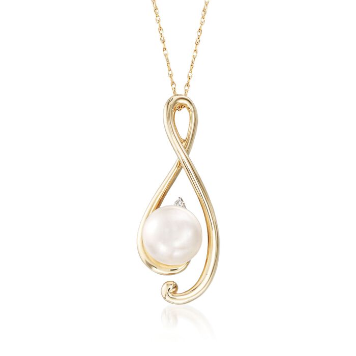 8-8.5mm Cultured Pearl Free-Form Pendant Necklace in 14kt Yellow Gold