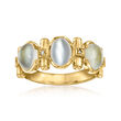 C. 1990 Vintage Moonstone Ring with Diamond Accents in 18kt Yellow Gold
