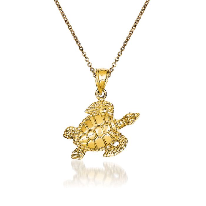 14kt Yellow Gold Sea Turtle Pendant Necklace