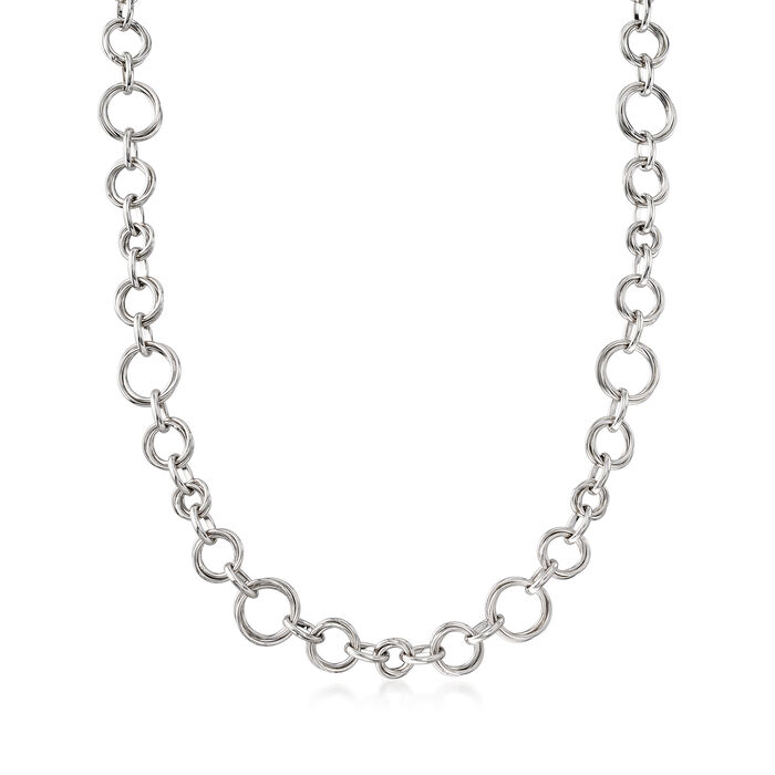 Italian Sterling Silver Multi-Size Oval-Link Necklace