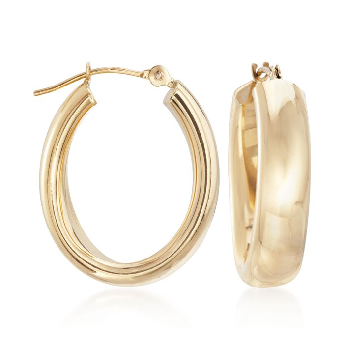14kt Yellow Gold Oval Hoop Earrings