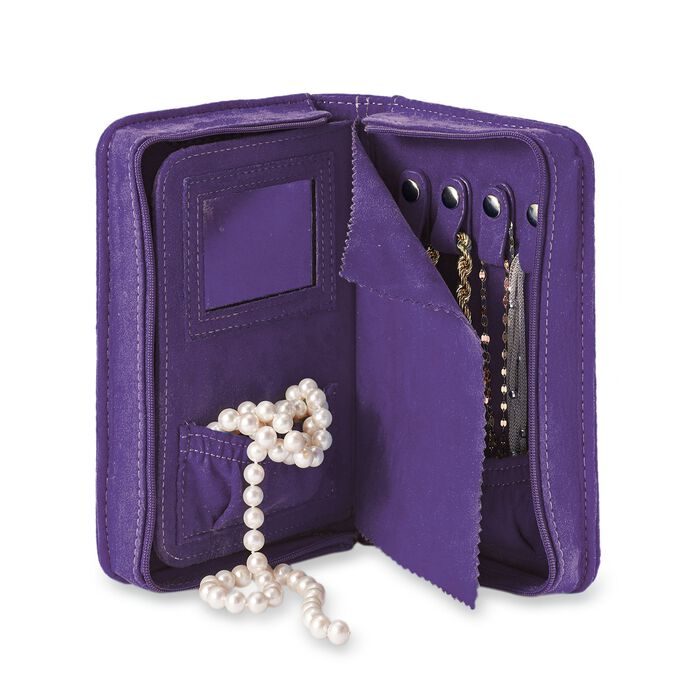 Grape Purple Microsuede Travel Jewelry Case