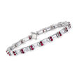 9.50 ct. t.w. CZ and 1.10 ct. t.w. Simulated Ruby Bracelet in Sterling Silver with Magnetic Clasp