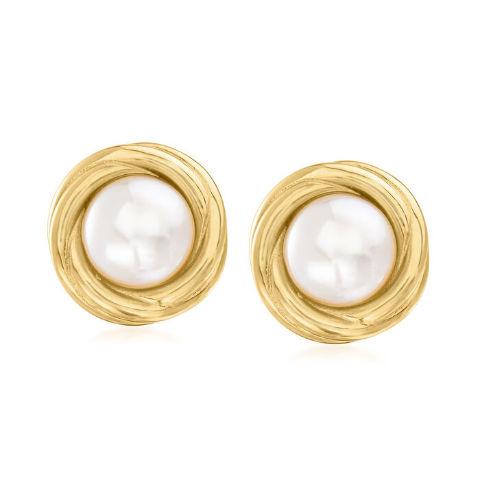 8-8.5mm Cultured Pearl Love Knot Clip-On Earrings in 18kt Gold Over Sterling