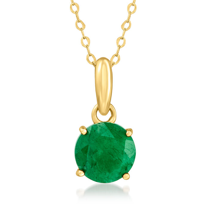 1.50 Carat Emerald Pendant Necklace in 10kt Yellow Gold