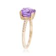 2.60 Carat Amethyst Ring with Diamond Accents in 14kt Yellow Gold
