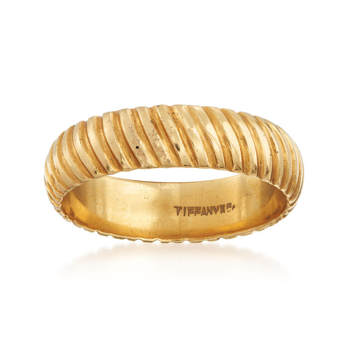 C. 1990 Vintage Tiffany Jewelry 18kt Yellow Gold Ribbed Ring