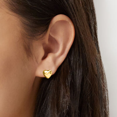 10kt Yellow Gold Puffed Heart Earrings
