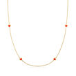 Italian Red Enamel Heart Station Necklace in 14kt Yellow Gold