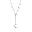 .15 ct. t.w. Diamond Moon and Star Y-Necklace in Sterling Silver