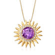 2.50 Carat Amethyst and .10 ct. t.w. Diamond Sun Pendant Necklace in 18kt Gold Over Sterling