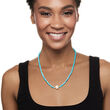 11.5-12.5mm Cultured Pearl and 4-5mm Turquoise Bead Necklace with 14kt Yellow Gold 18-inch