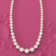 5-11.5mm Graduated Cultured Pearl Necklace with .24 ct. t.w. Diamonds and Sterling Silver