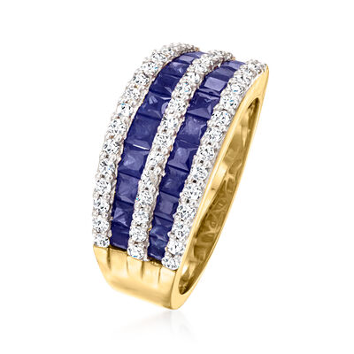 2.10 ct. t.w. Sapphire Ring with .60 ct. t.w. Diamonds in 14kt Yellow Gold
