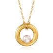 C. 1990 Vintage Mimi Milano 4.5mm Cultured Pearl Circle Necklace in 18kt Yellow Gold