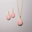 Pink Opal Pendant Necklace With White Topaz Accents in 18kt Gold Over Sterling