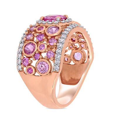 1.42 ct. t.w. Pink Sapphire and .54 ct. t.w. Diamond Ring in 14kt Rose Gold