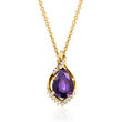C. 1980 Vintage 7.00 Carat Ametyst and .35 ct. t.w. Diamond Pendant Necklace in 14kt Yellow Gold