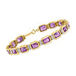 C. 1990 Vintage 9.00 ct. t.w. Amethyst and .15 ct. t.w. Diamond Bracelet in 10kt Yellow Gold