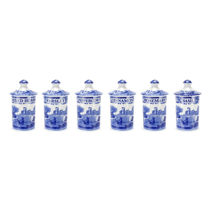 Spode &quot;Blue Italian&quot; Set of 6 Spice Jars