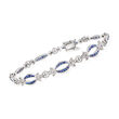 C. 1990 Vintage 1.50 ct. t.w. Sapphire and .29 ct. t.w. Diamond Bracelet in 18kt White Gold