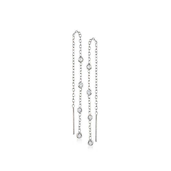 .15 ct. t.w. Bezel-Set Diamond Station Threader Earrings in Sterling Silver