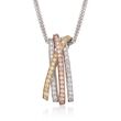 Simon G. .43 ct. t.w. Diamond Crisscross Pendant Necklace in 18kt Tri-Colored Gold