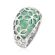 Jade and Sterling Silver Flower Ring