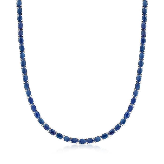 40.00 ct. t.w. Sapphire Tennis Necklace in Sterling Silver