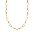 Italian Andiamo 14kt Yellow Gold Twisted Oval and Circle-Link Necklace