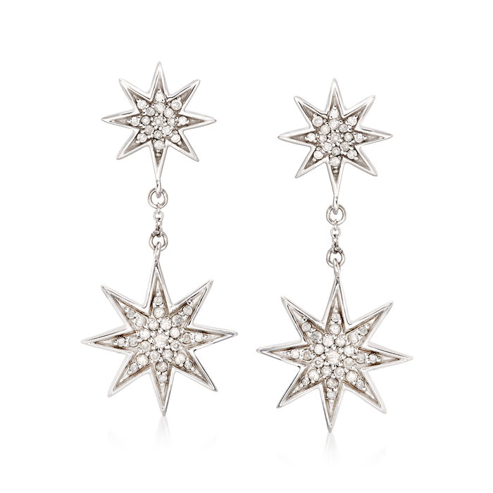.50 ct. t.w. Diamond Starburst Drop Earrings in Sterling Silver